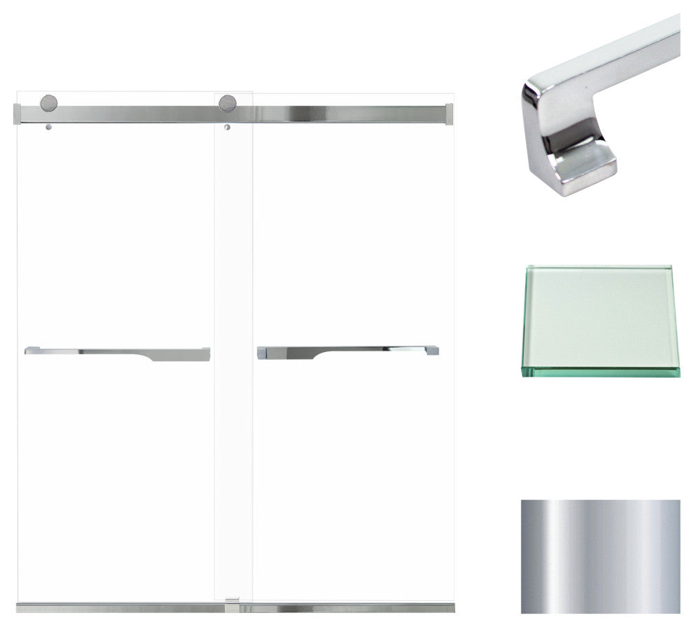 Transolid Brianna 60" W x 70" H Frameless Sliding Shower Door in Polished Chrome
