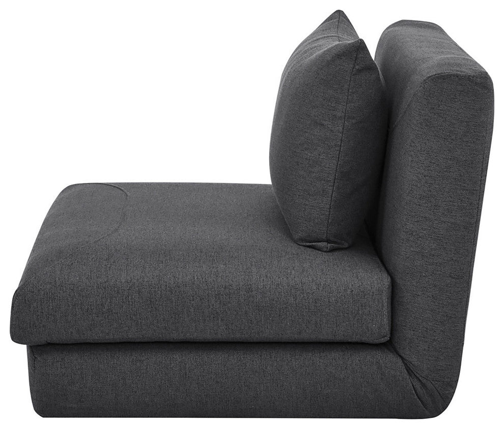 Modern Polyester Futon Chair with 5 Convertible Positions and Sleeper Function, Charcoal