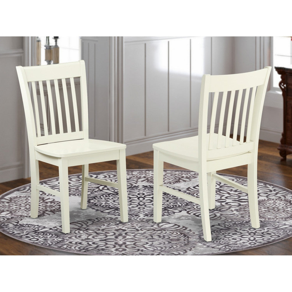 Norfolk Dining Chair With Wood Seat -Linen White Finish- Set of 2