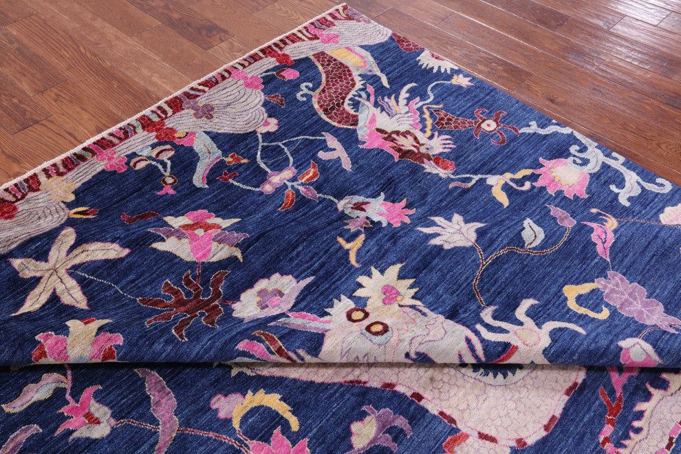 Hand Knotted Dragon Design Wool Rug 8' 0" X 9' 7" - Q12662