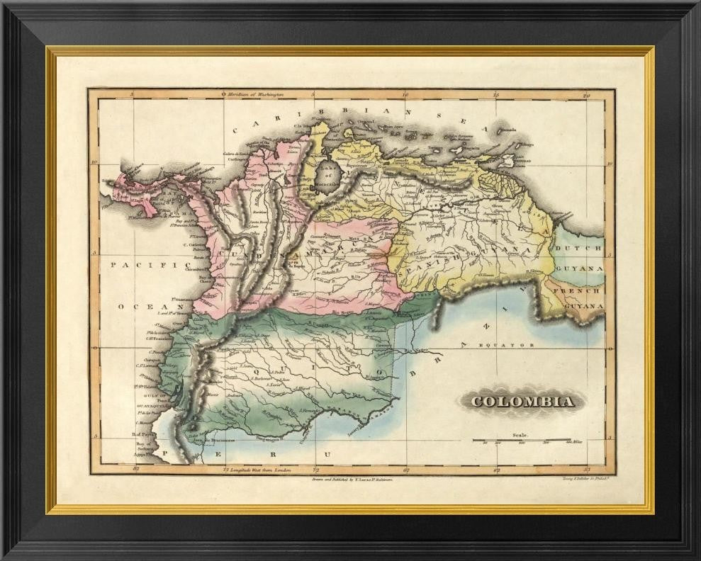 "Colombia, 1823" Framed Canvas Giclee by Fielding Lucas, 26x21"