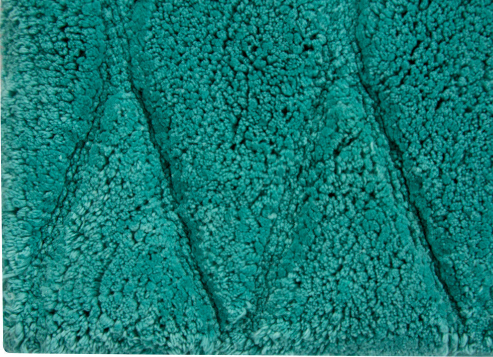 Bath Rug Cotton, 2 Piece, 34"x21" and 36"x24", Arctic Blue, Raised Diamond