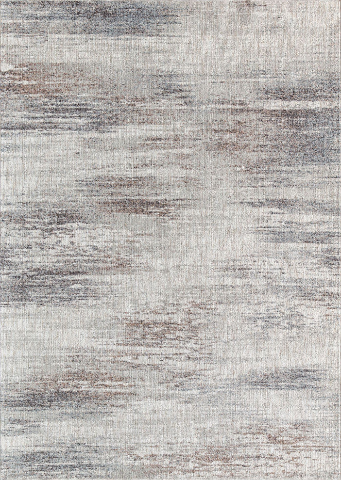 Jade Misty Silver Abstract Contemporary Tan Recycled Area Rug, 2'6" X 4'