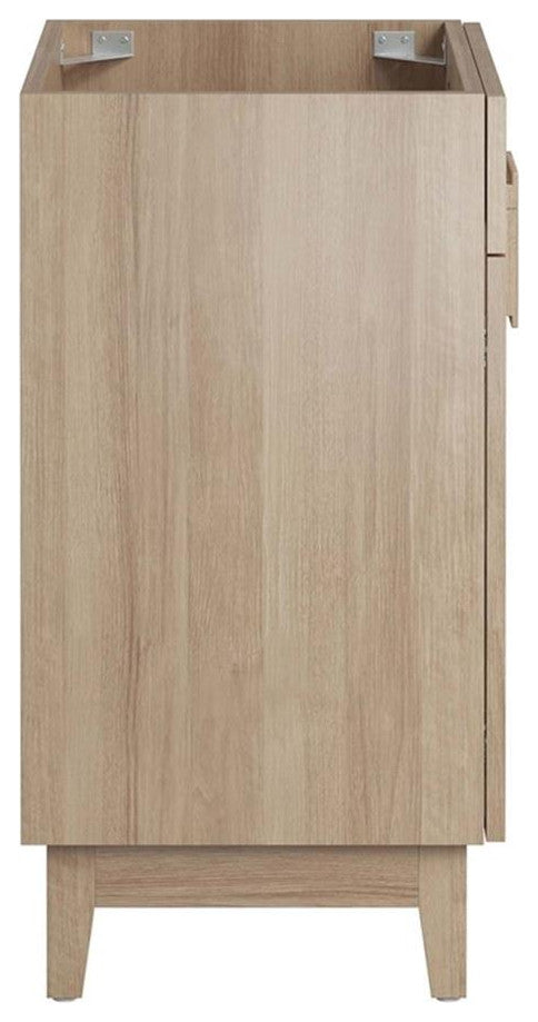 Modway Miles 24" Wood Bathroom Vanity Cabinet with Tapered Legs in Oak