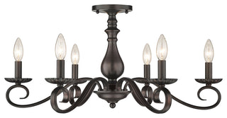 Golden Lighting Larrick 6 Light Semi-Flush Large, Rubbed Bronze