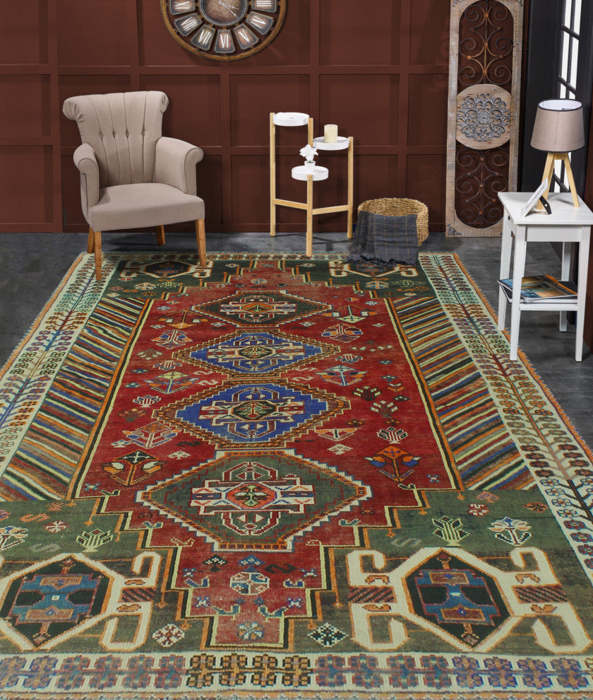 Fine Vintage Distressed Knox Red Rug