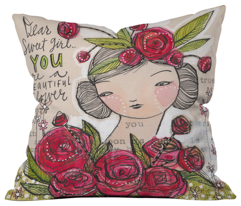 Cori Dantini Dear Sweet Girl Outdoor Throw Pillow