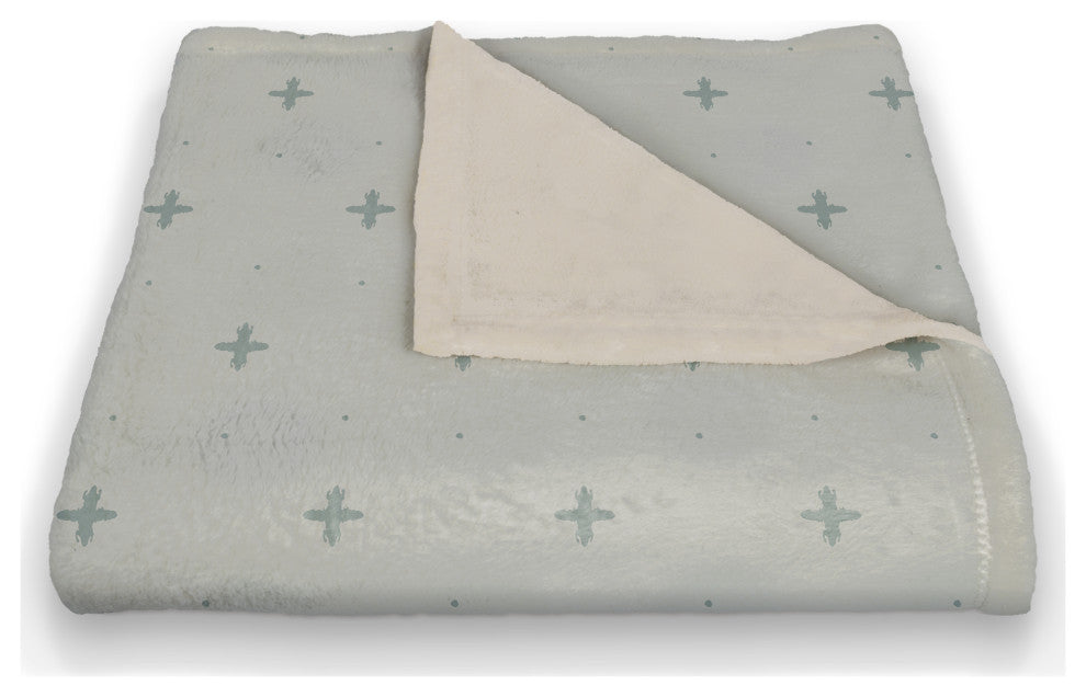 Blue Plus on Blue 50 x 60 Coral Fleece Blanket