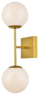 Living District Neri 2-Light Mid-Century Metal Wall Sconce in Brass and White