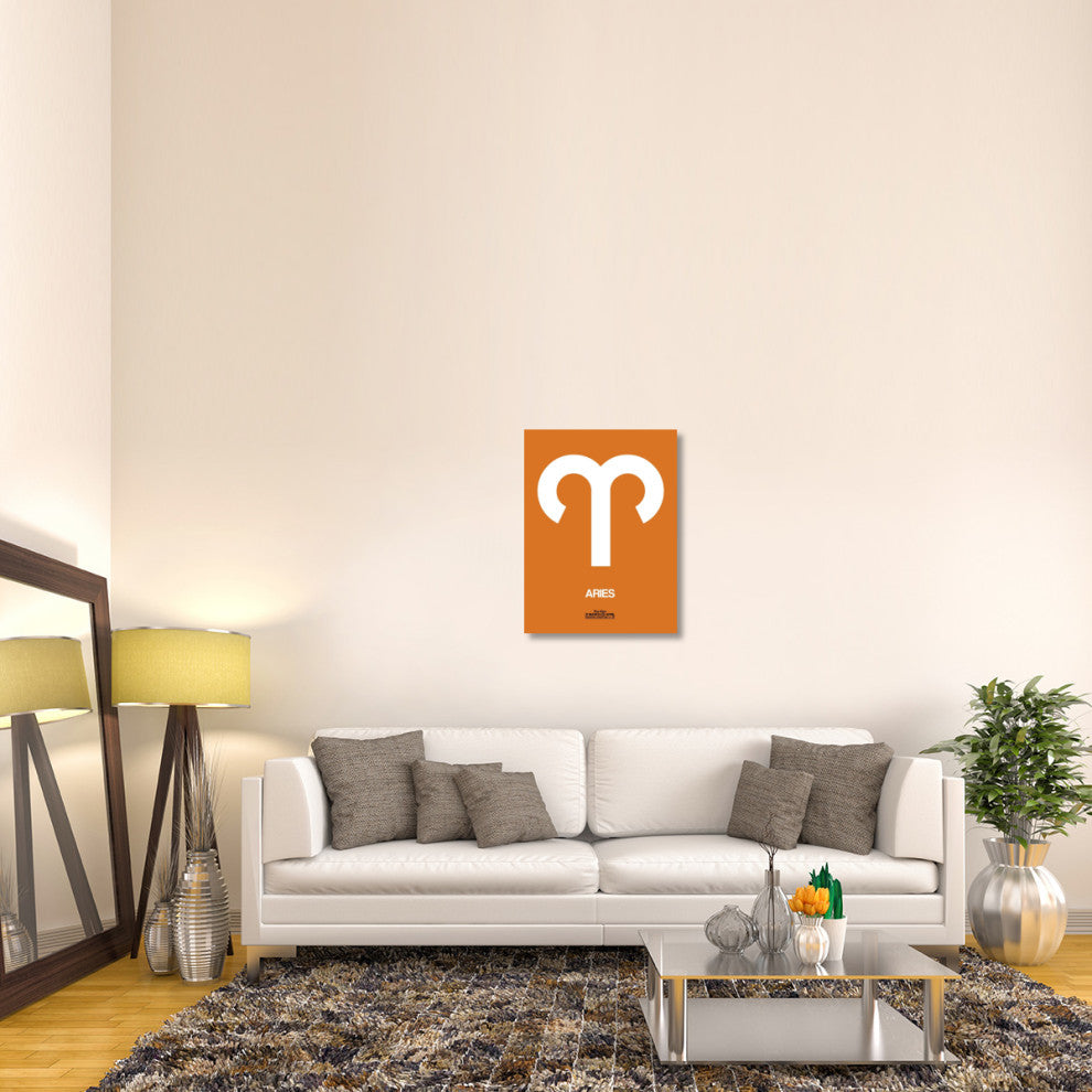 "Aries Zodiac Sign White on Orange" Fine Art Print