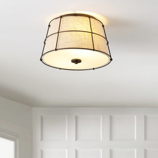 Silas 14" 2-Light Rustic Farmhouse Iron LED Flush Mount, Oil Rubbed Bronze