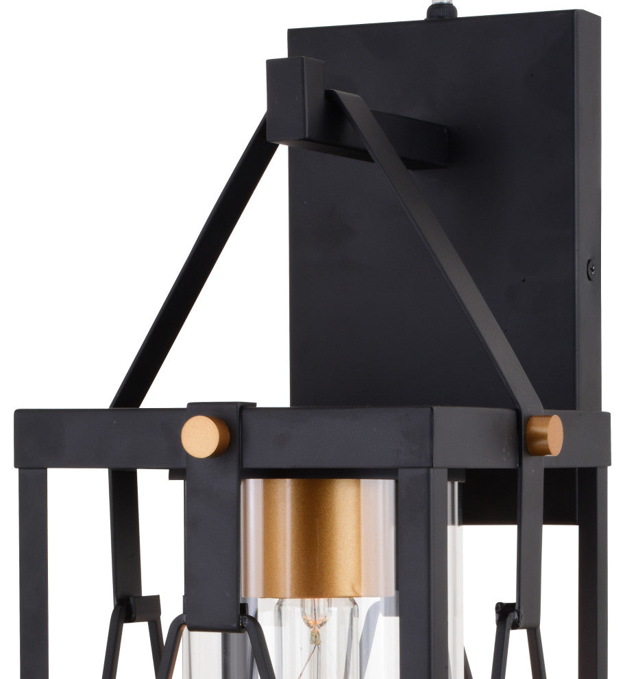 Evanston 7" Outdoor Wall Light Matte Black and Light Gold
