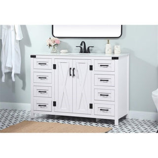 Elegant Decor Grant 48" Aluminum MDF Single Bathroom Vanity in White