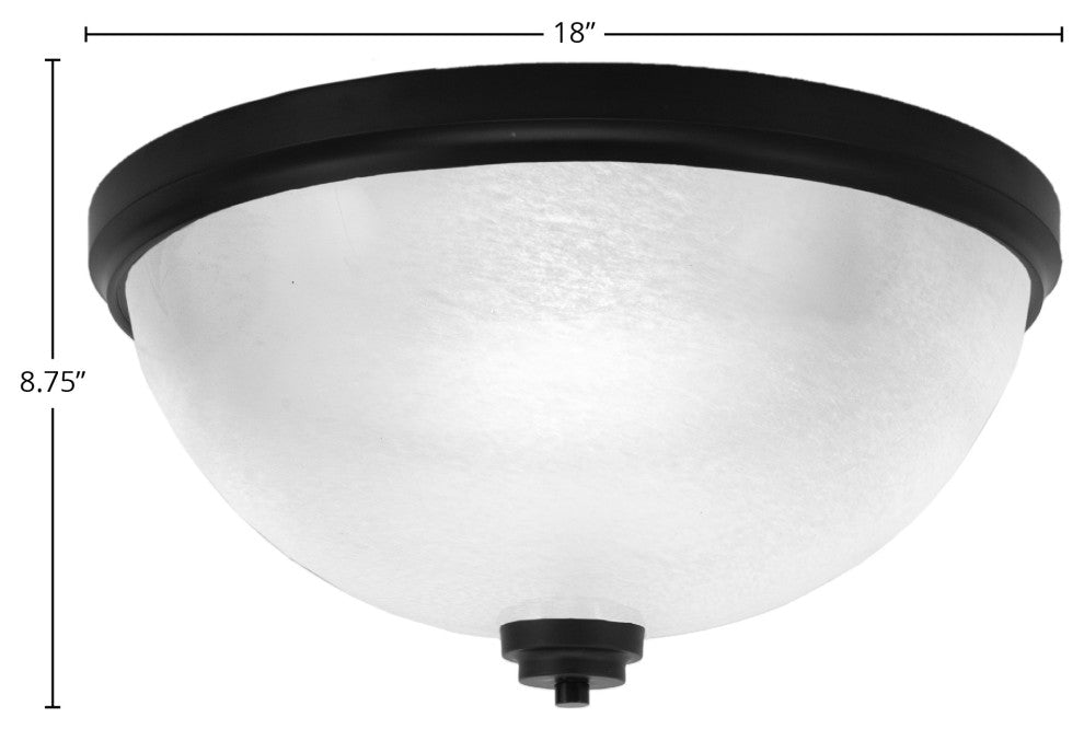 18" 4-Light Flush Mount Light, Matte Black/White Marble