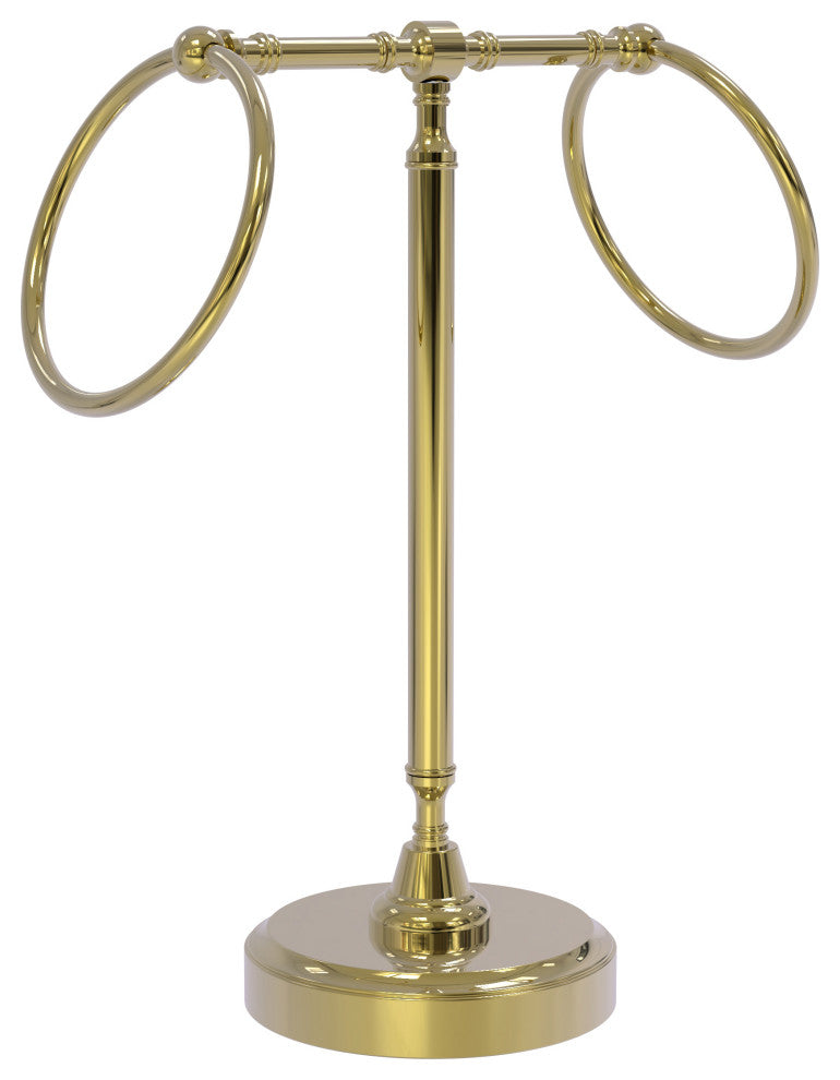 Vanity Top 2 Towel Ring Guest Towel Holder, Unlacquered Brass