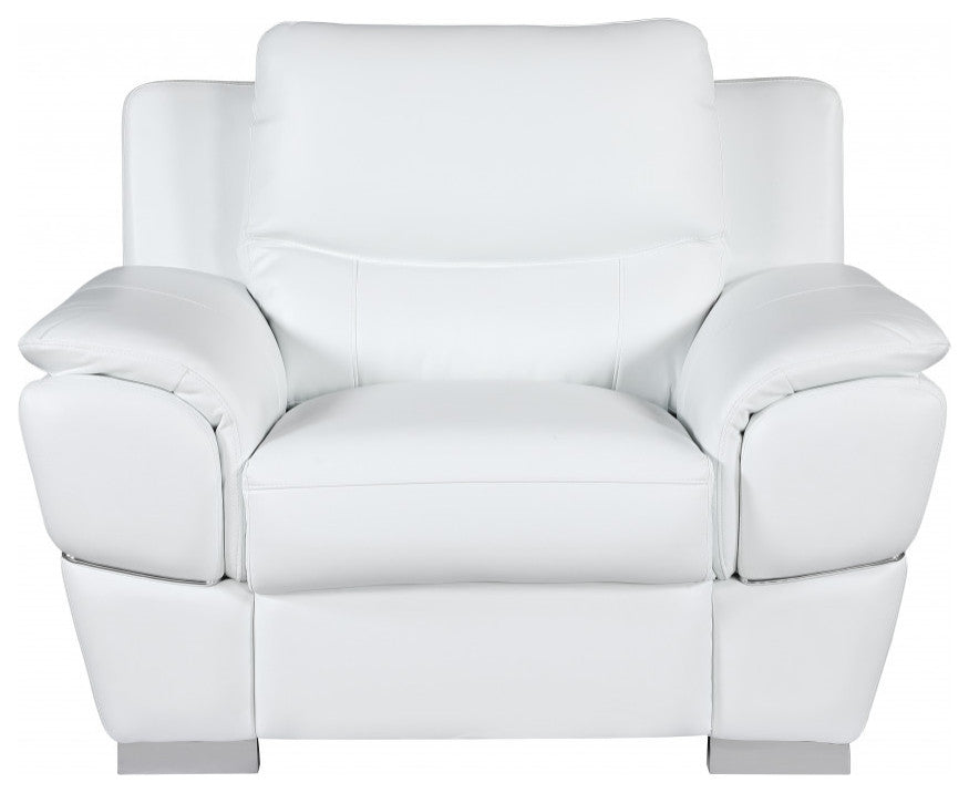 Chic White Leather Sofa Set
