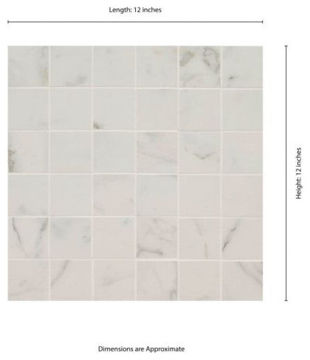 Regallo Calacatta Isla 2X2 Matte Porcelain Mosaic, (4x4 or 6x6) Sample