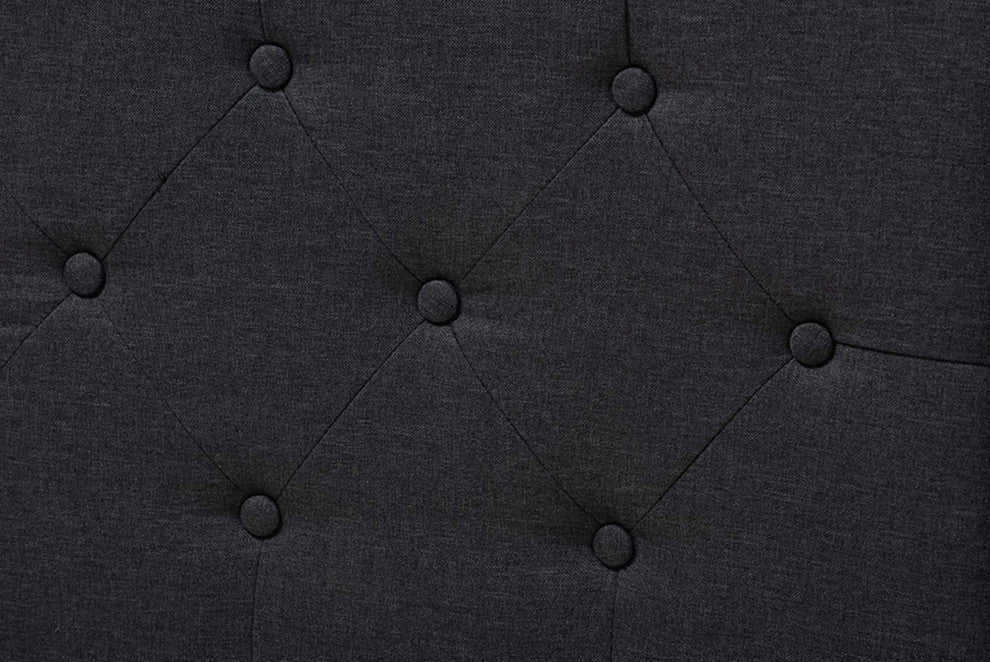 Carolina Fabric Button Tufted Upholstered Daybed, Dark Gray, Queen