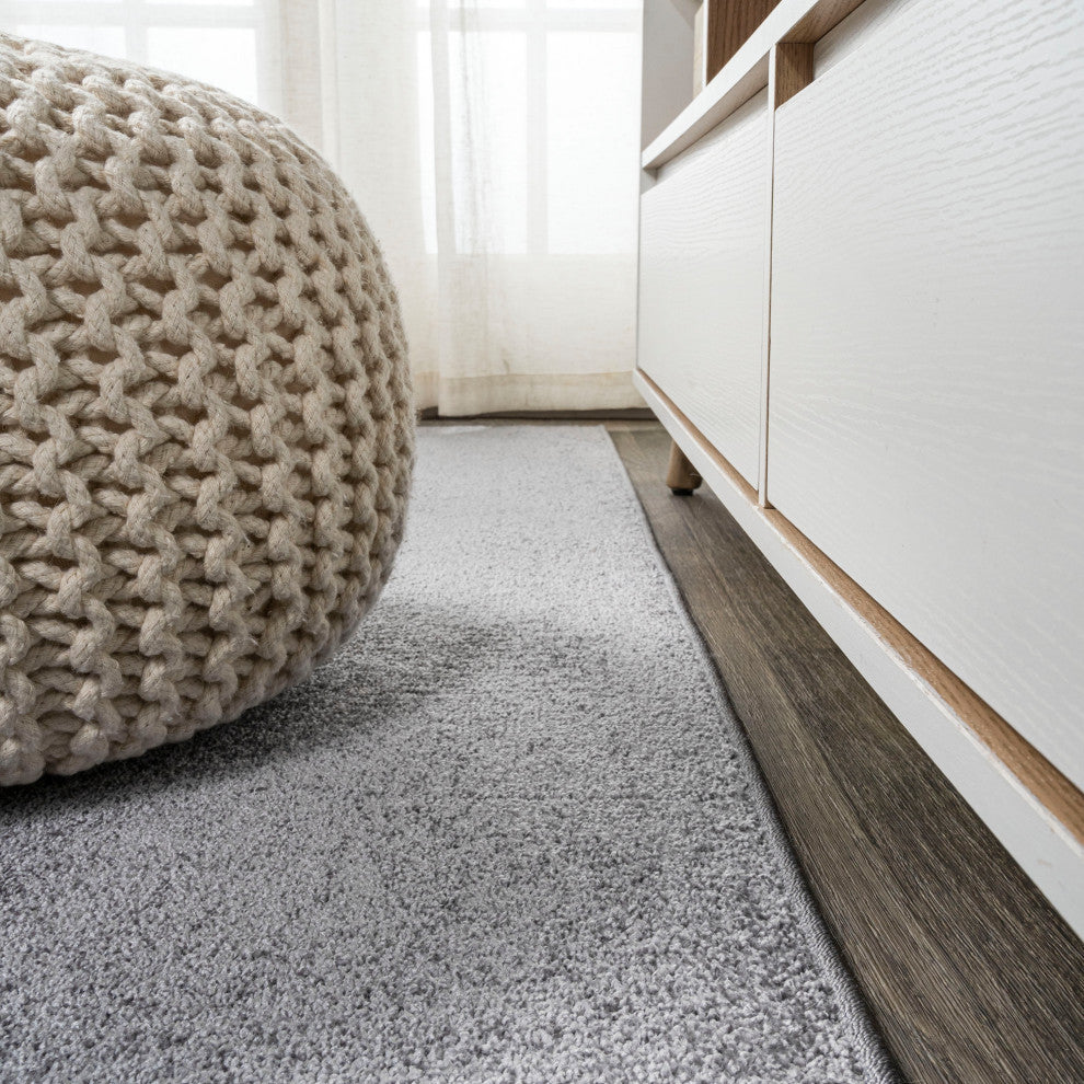 Haze Solid Low-Pile Runner Rug, Gray, 8 X 10