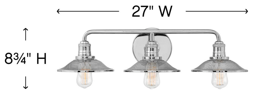 Hinkley Rigby Medium Three Light Vanity, Polished Nickel
