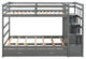 Gewnee Solid Wood Twin Over Twin Bunk Bed with Trundle and Staircase in Gray