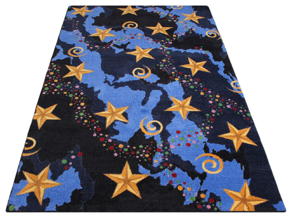 Area Rug Galaxy Starry Night Nylon Stainmaster Carpet, Galaxy Multi, 10'x14'