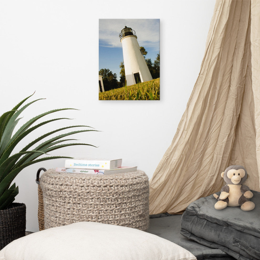 Turkey Point Lighthouse Coastal Landscape Photography Canvas Wall Art, 12" X 16"