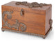 Birch Wood Hinged-Lid Box With Metal Acanthus Leaf-Accent and Base