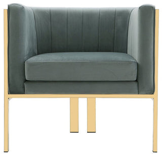 Paramount Accent Armchair, Warm Grey and Polished Brass