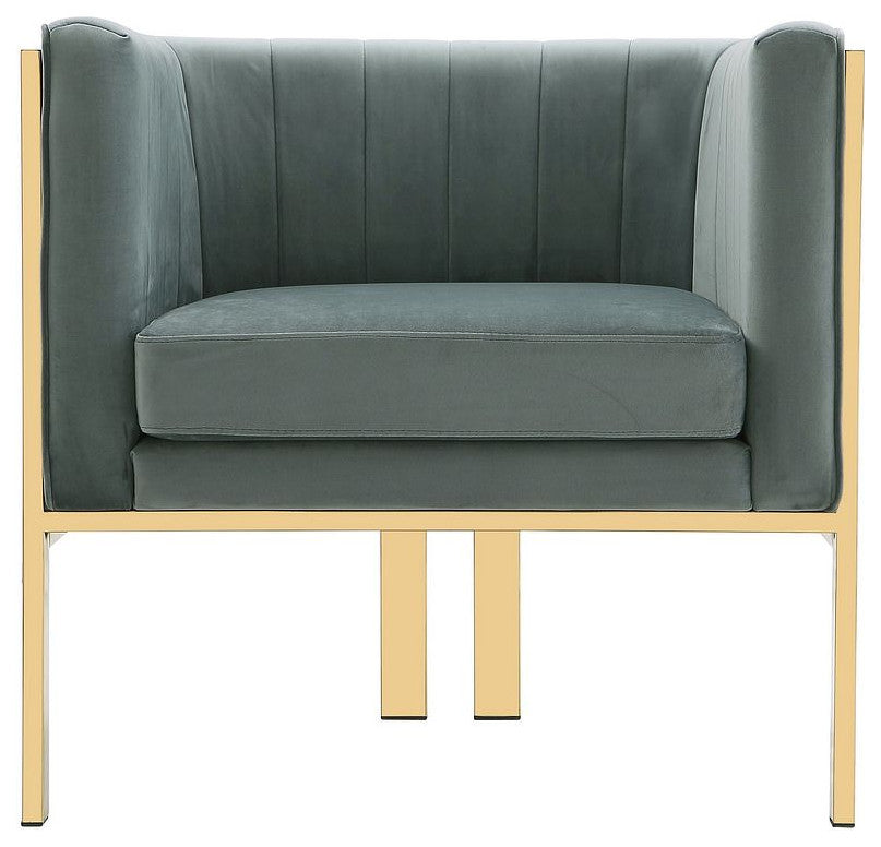 Paramount Accent Armchair, Warm Grey and Polished Brass