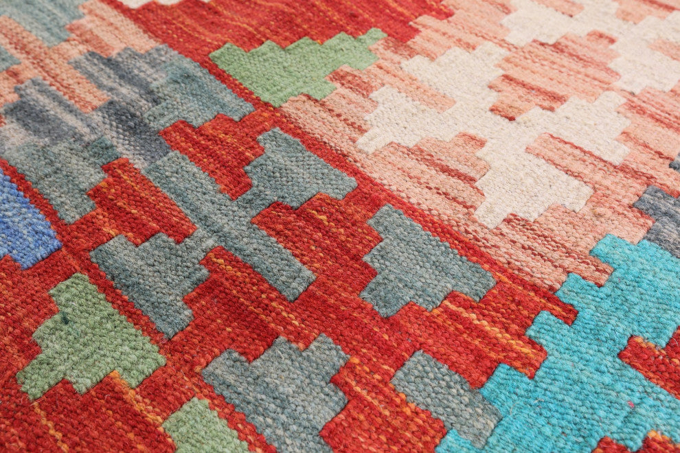 Reversible Kilim Flat Weave Wool On Wool Runner Rug 2' 9" X 9' 7" - Q12553