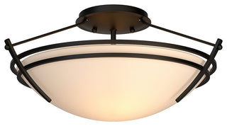 Presidio Tryne Short Semi-Flush, Black Finish, Opal Glass