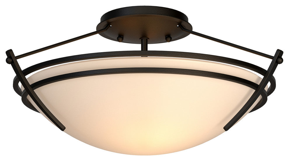 Presidio Tryne Short Semi-Flush, Black Finish, Opal Glass