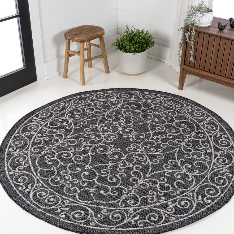 Charleston Vintage Filigree Textured Weave Indoor/Outdoor Area Rug