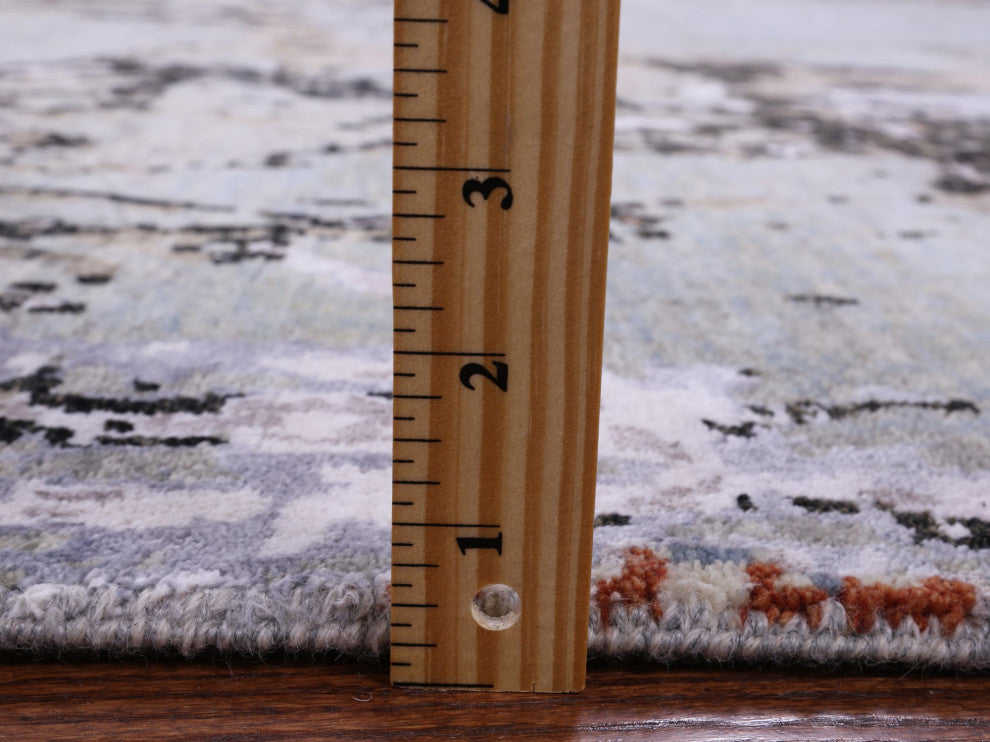 Hand Knotted Abstract Wool and Silk Rug 8' 0" X 9' 8"- Q6239