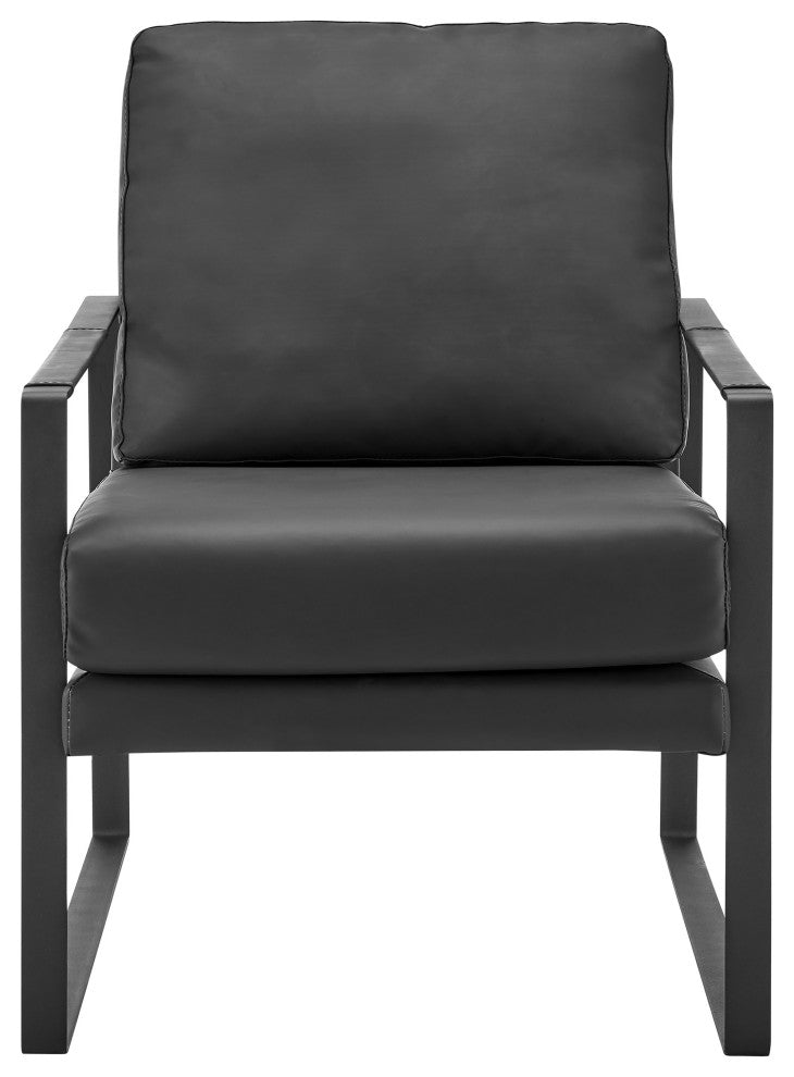 Bettina Lounge Chair, Black Leatherette With Matte Black Frame