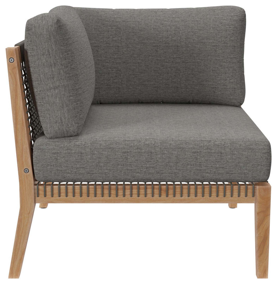 Clearwater Outdoor Patio Teak Wood 6-Piece Sectional Sofa