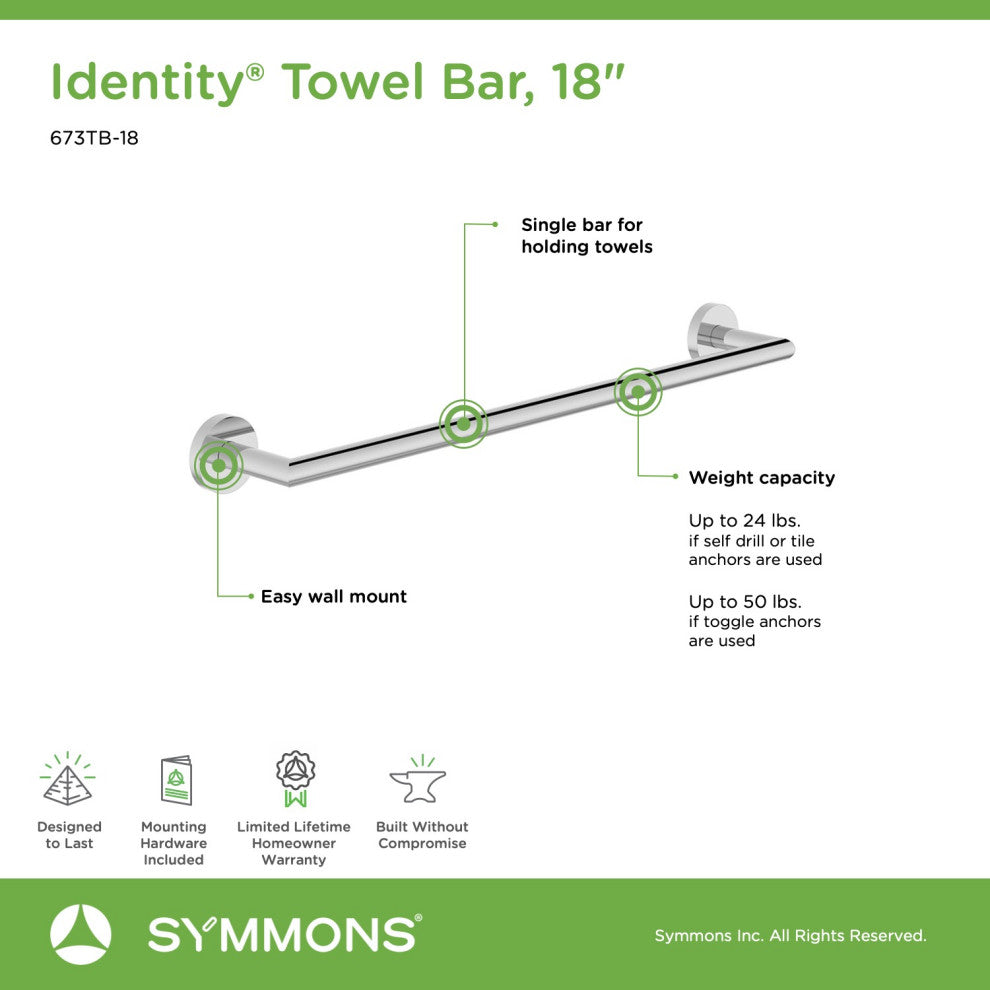 Identity 18" Towel Bar, Chrome