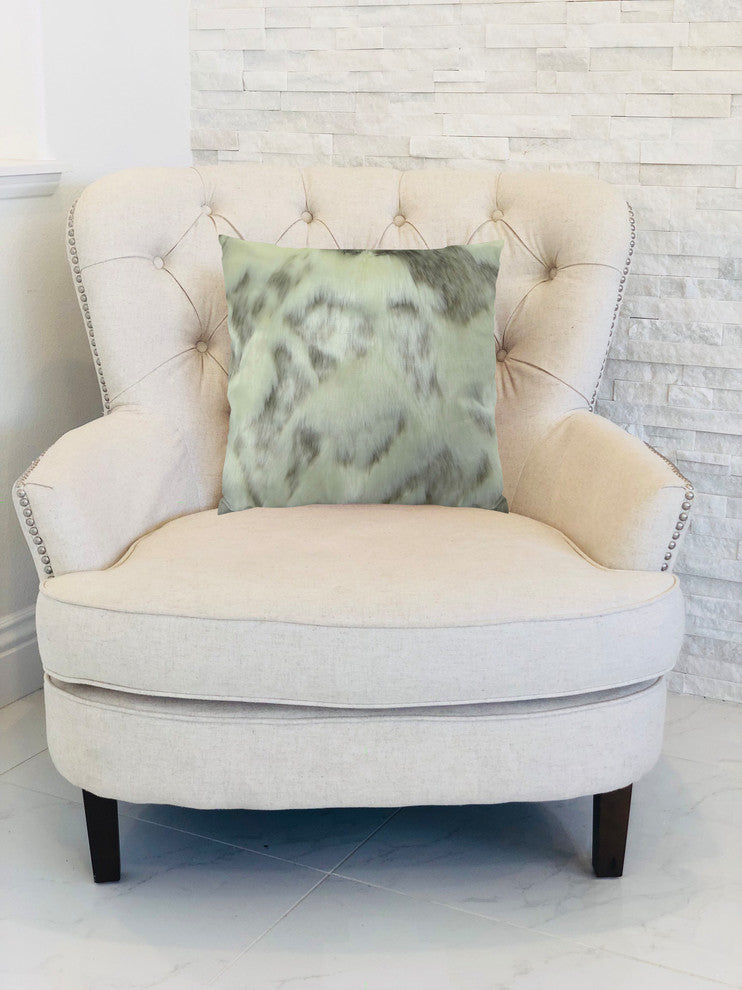 Plutus Ivory Rabbit Fur Handmade Throw Pillow, (16" x 16")