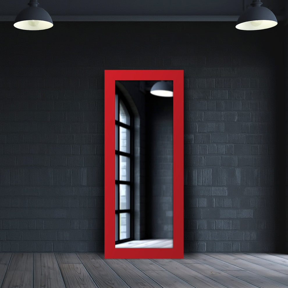 72"x30" Pop of Color Wall/Floor Mirror Art, Italian Red
