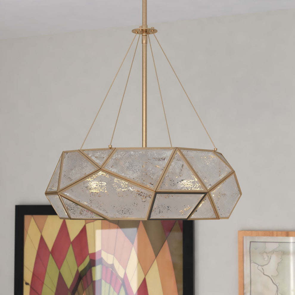 Euclid 20" 3 Light Pendant Aged Brass