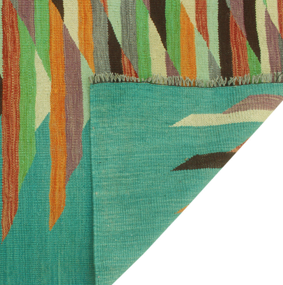 Winchester Kilim Salvador Turquoise/Charcoal Rug, 4'9x6'6