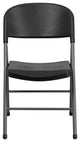 MFO 330 lb. Capacity Black Plastic Folding Chair with Charcoal Frame