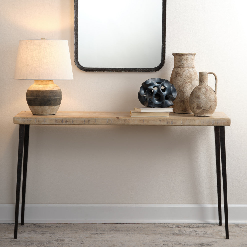 Farmhouse Console Table, Natural Wood