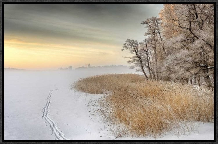 "Misty Winter Morning" Framed Canvas Giclee by Keijo Savolainen, 23x15"