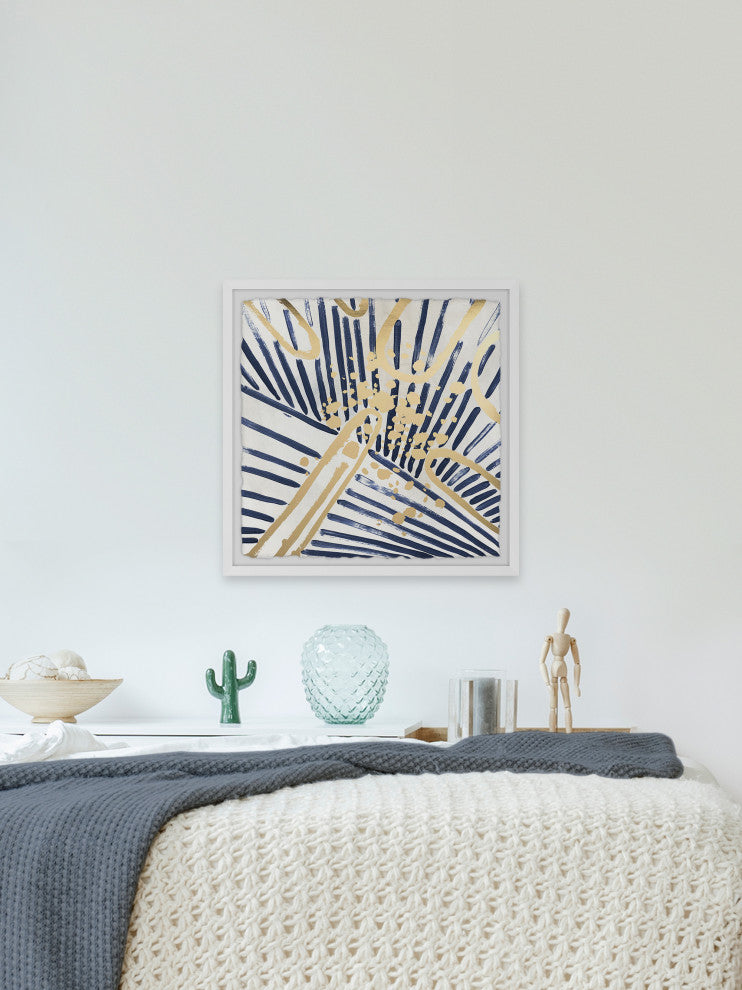 "Blue and Gold Strokes" Framed Painting Print, 12"x12"