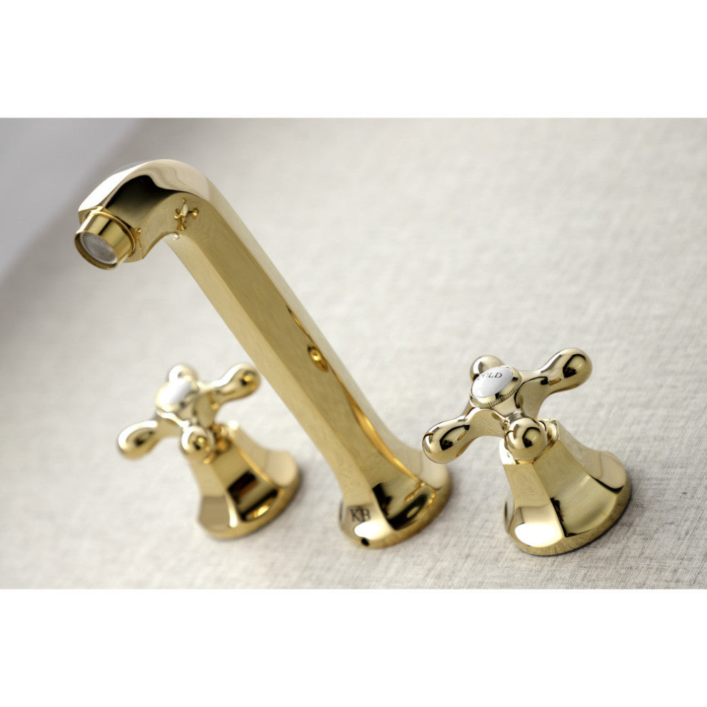 KS4022AX 2-Handle Wall Mount Tub Faucet, Polished Brass