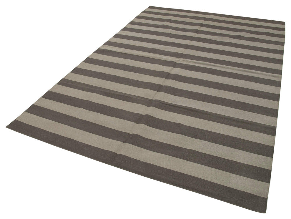 Rug N Carpet - Handmade Wool 6' 0'' x 9' 1'' Geometric Dhurrie Kilim Rug