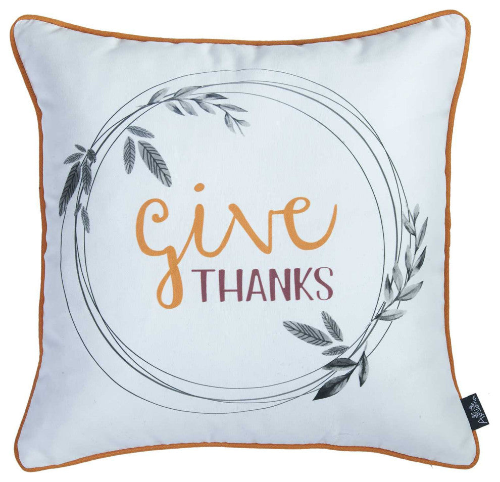 18" Orange and White Throw Pillow Cover