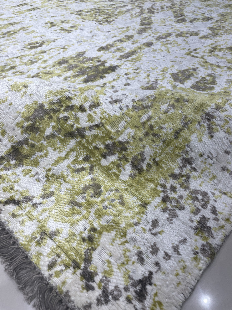 Hand-Knotted Wool Ivory/Gold Transitional Modern Modern Rug, 7' X 9'
